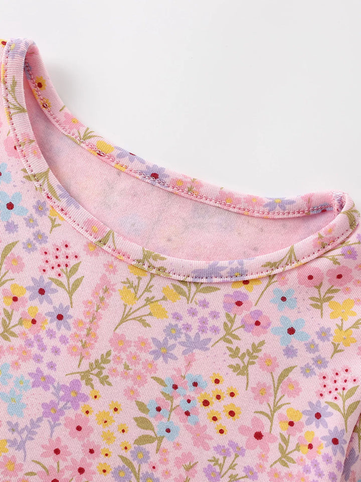 Children's Floral Print Short Sleeve A-line Dress