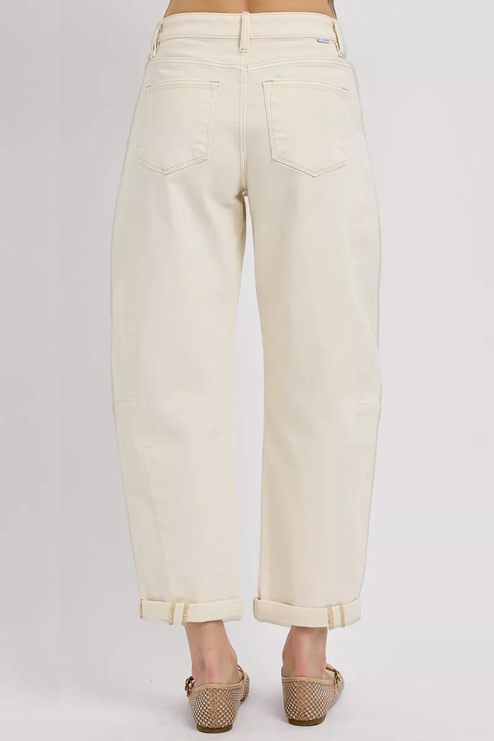RISEN High Rise Relaxed Barrel Cuffed Jeans