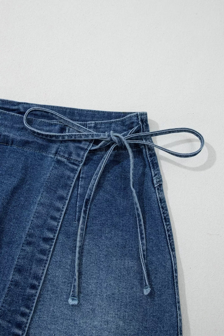 Wrapped Tied Waist Denim Skort
