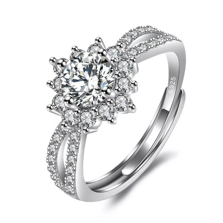 1 Carat Moissanite 925 Sterling Silver Flower Ring
