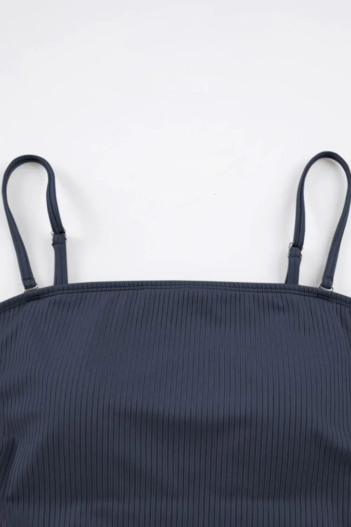Ribbed Drawstring Sides Cutout One Piece Swimsuit