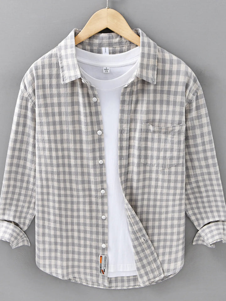 Men's Plus Size Plaid Button Up Long Sleeve Shirt
