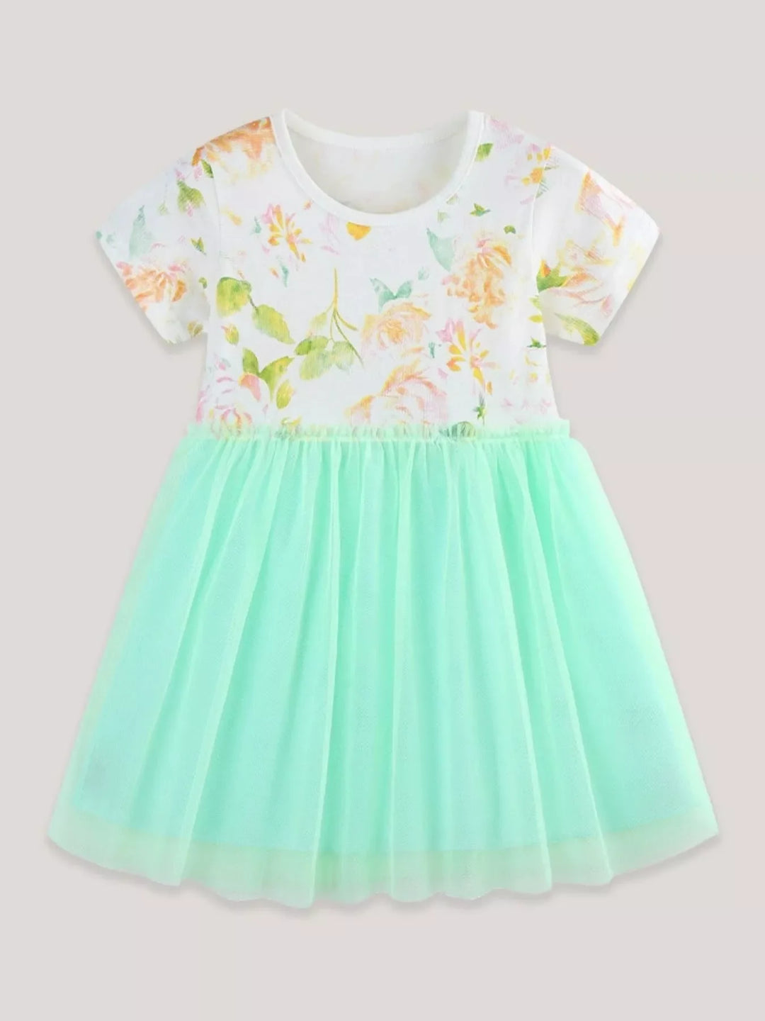 Children's Floral Print Tulle Dress