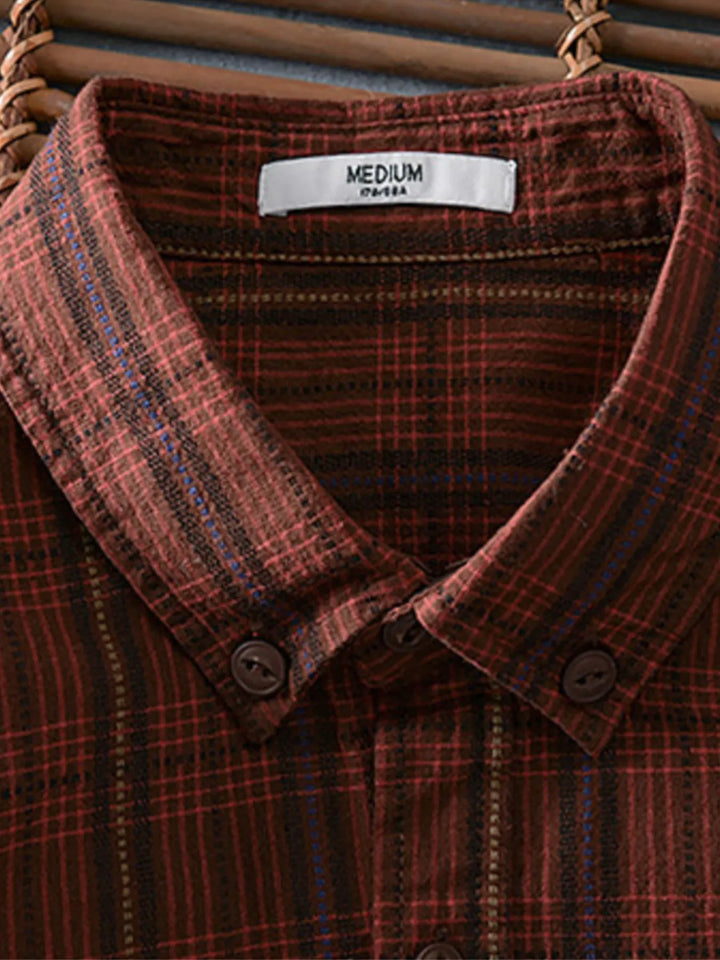 Men's Plus Size Button Up Long Sleeve Plaid Shirt