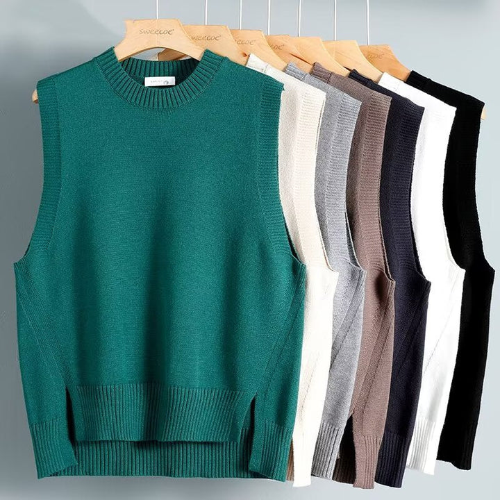 Mens Solid-Color Versatile Split Vest