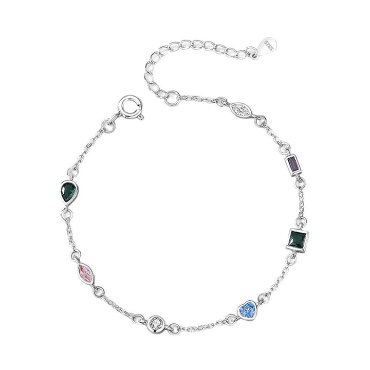 925 Sterling Silver Geometric Charm Bracelet