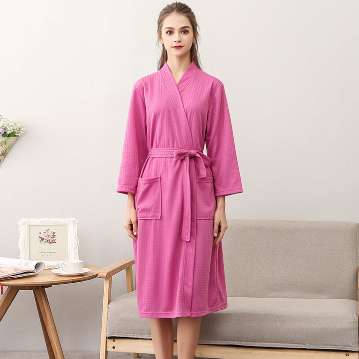 Women's Thin Couple's Nightgown Three Quarter Sleeve Bathrobe