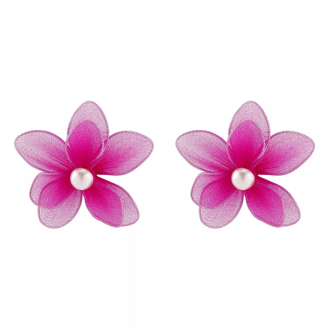 Flower Pearl Stud Earrings