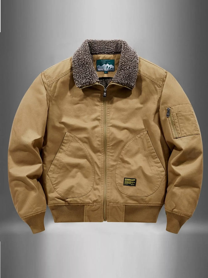 Men's Plus Size Zip Up Fur Collar Jacket