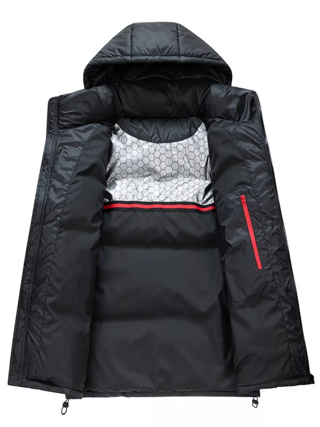 Men's Full Size Contrast Hooded Zip Up Down Jacket Plus Size
