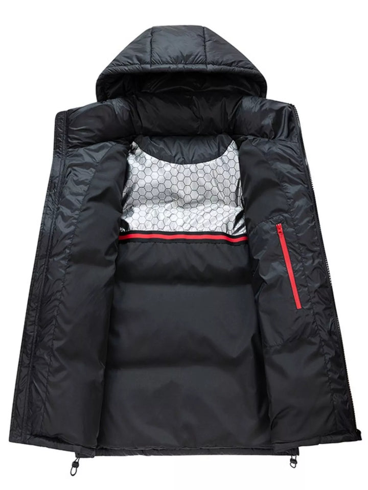 Men's Full Size Contrast Hooded Zip Up Down Jacket Plus Size