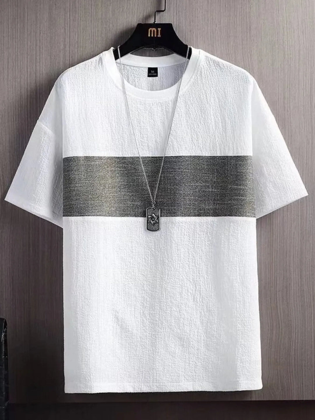 Men's Plus Size Textured Round Neck T-Shirt