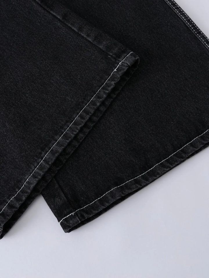 Men's Vintage Washed Wide Leg Denim Jeans