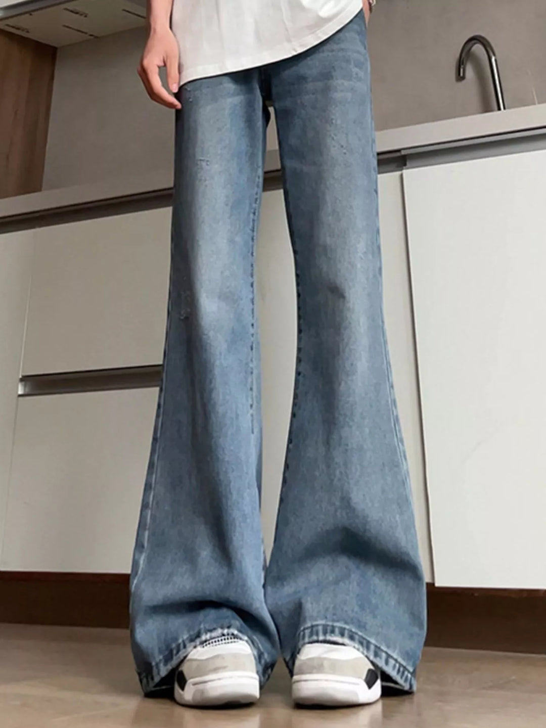 Men's Full Size Washed Flare Jeans Plus Size