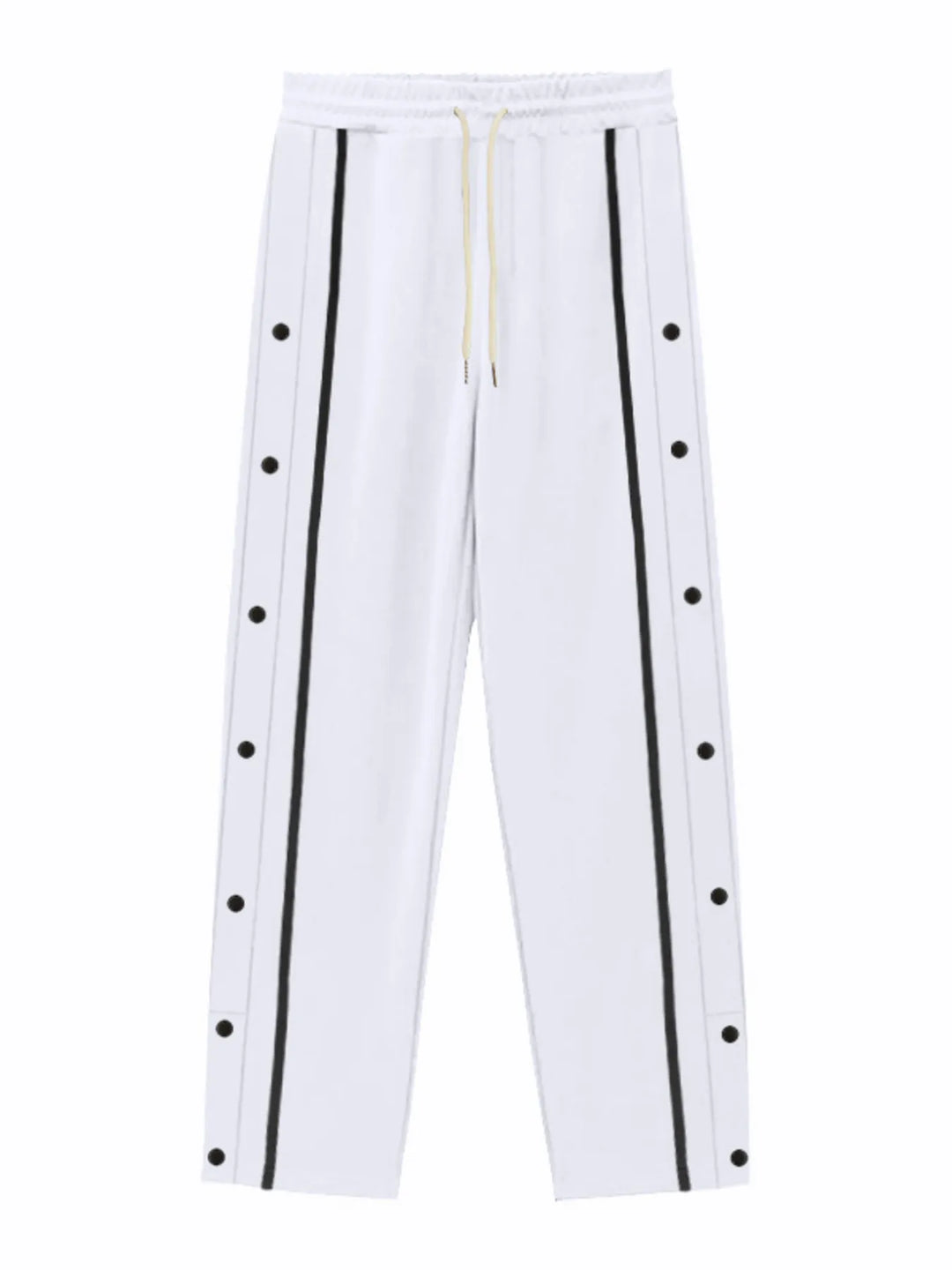 Men's Full Size Snap-Button Pants with Side Stripe Detail Plus Size