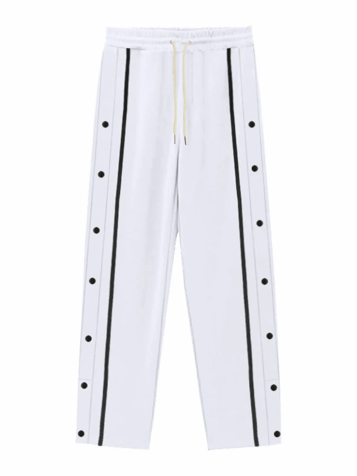 Men's Full Size Snap-Button Pants with Side Stripe Detail Plus Size