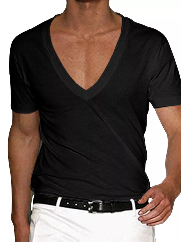 Men's Full Size Deep V-Neck T-Shirt Plus Size
