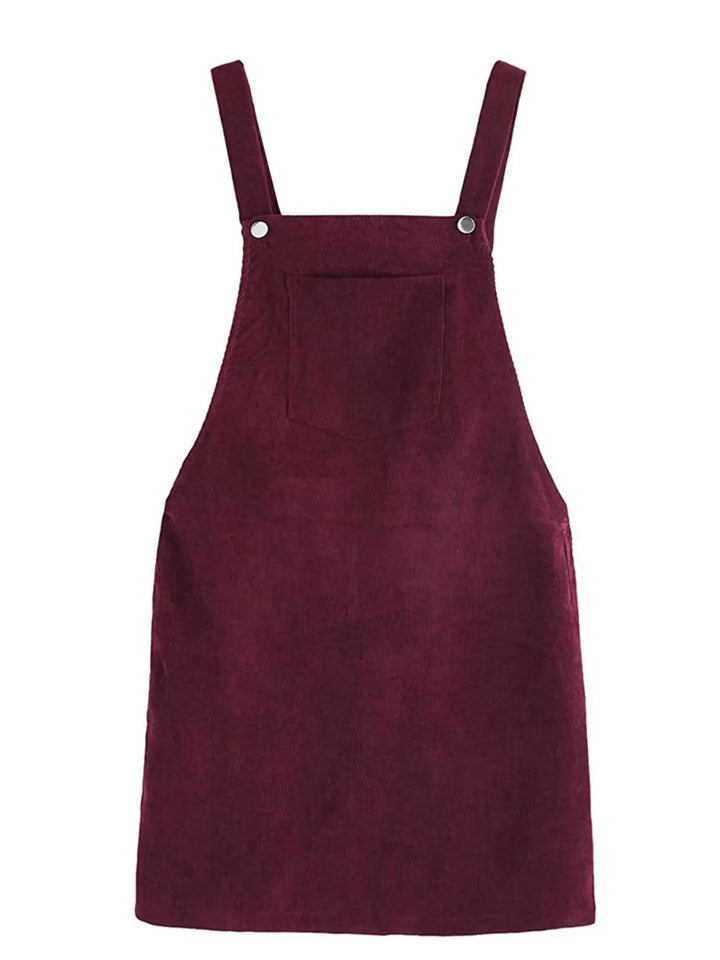 Corduroy Wide Strap Overall Dress