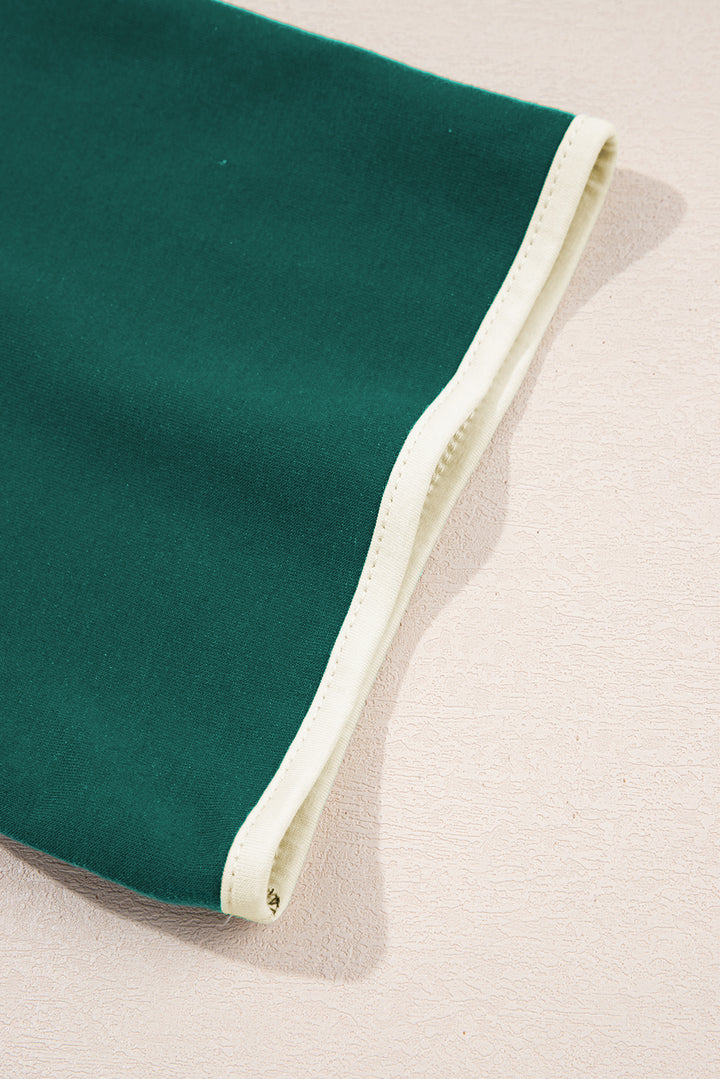 Evergreen Colorblock Edge Drop Shoulder T Shirt and Skirt 2Pcs Set