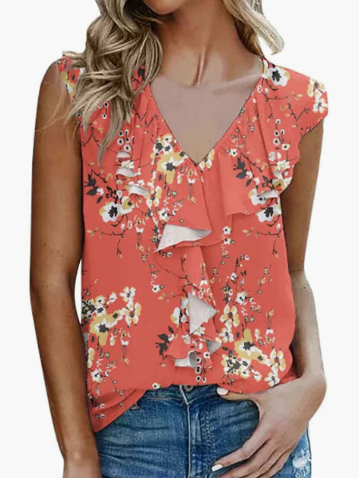 Printed V-Neck Tank