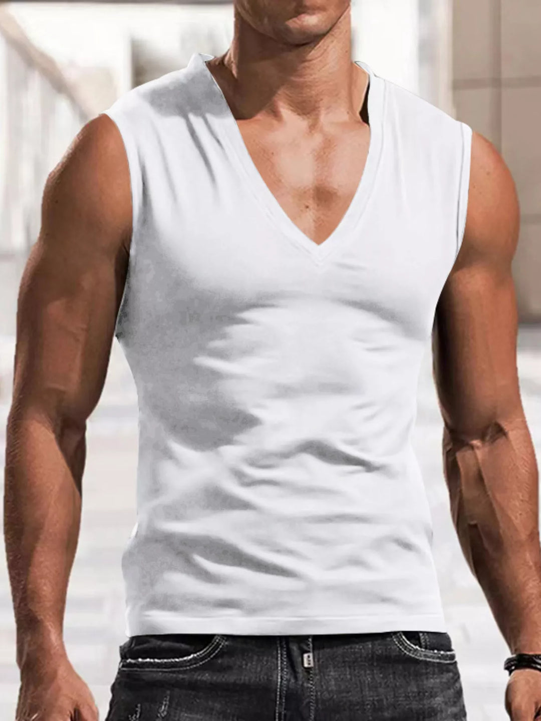 Men's Full Size V-Neck Tank Top Plus Size