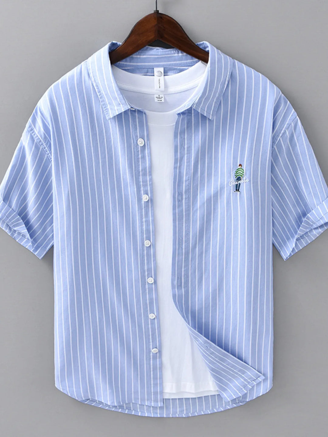 Men's Plus Size Striped Button Up Long Sleeve Shirt