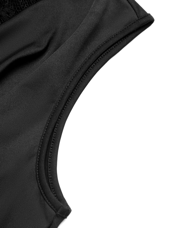 Lace Panel Cowl Neck Sleeveless Bodysuit