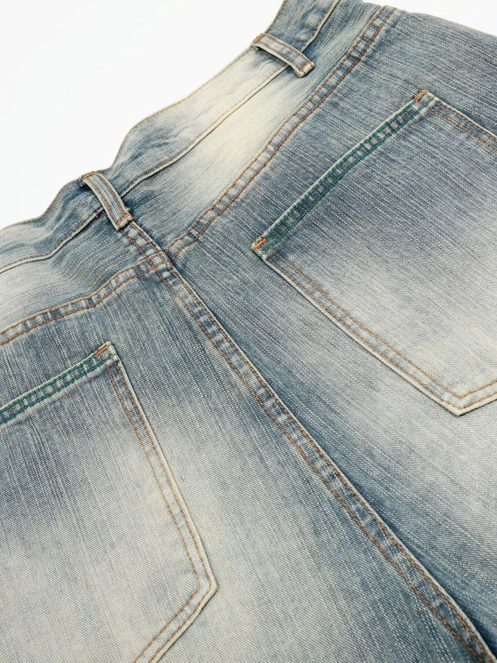 Men's Wash Wide-Leg Denim Shorts