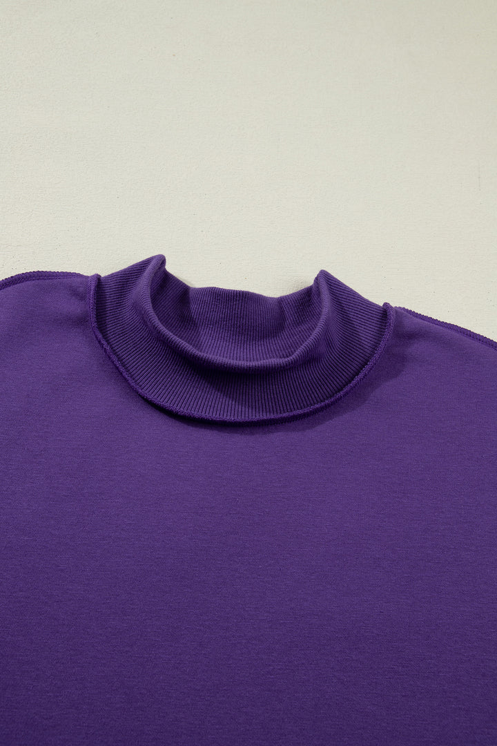 Tillandsia Purple Oversize Drop Shoulder Reversible Mock Neck Sweatshirt