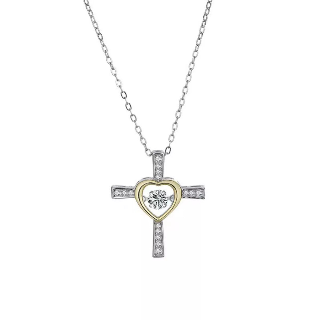 925 Sterling Silver Heart Cross Necklace