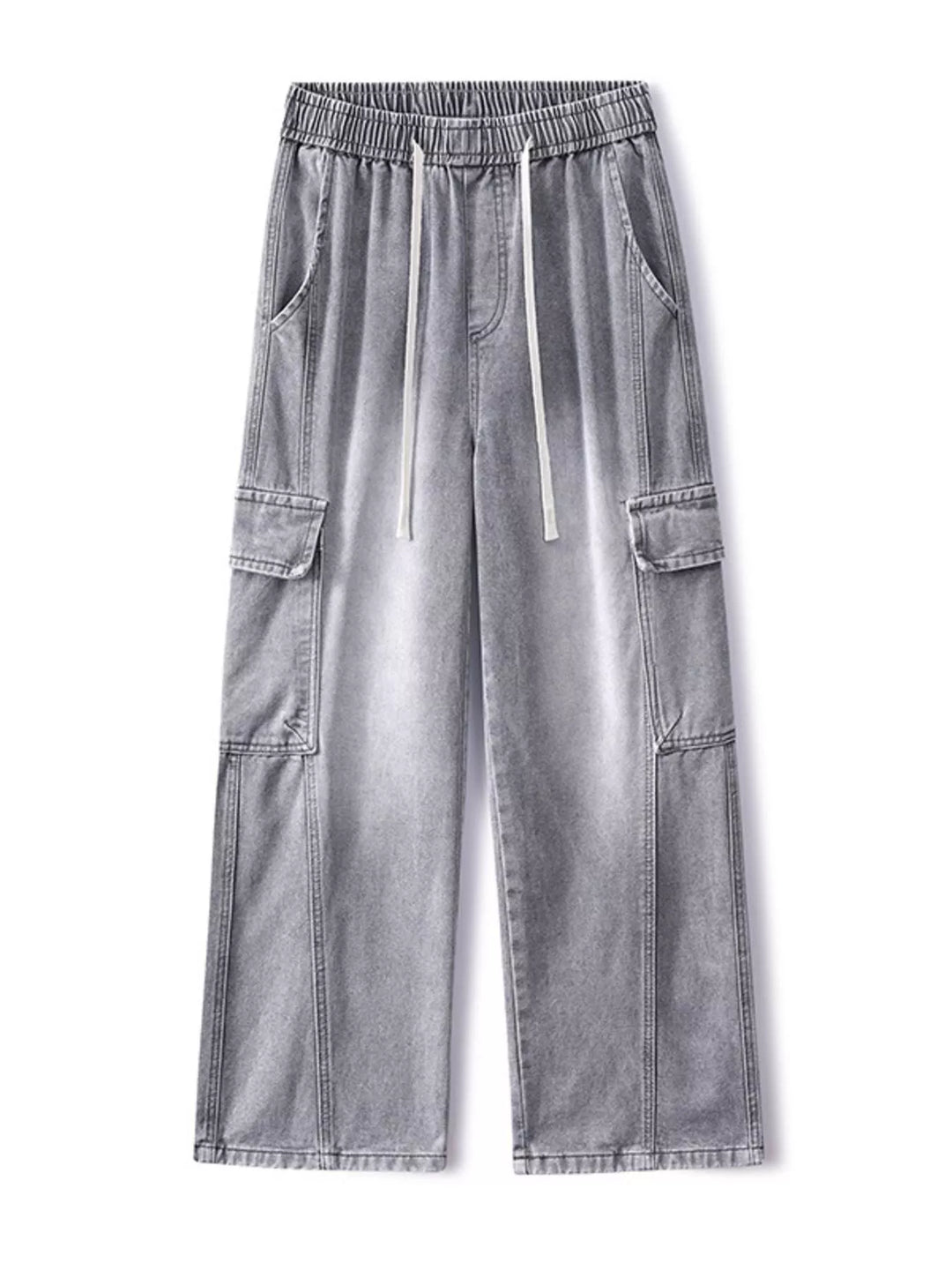 Men's Plus Size Wash Wide Leg Cargo Jeans