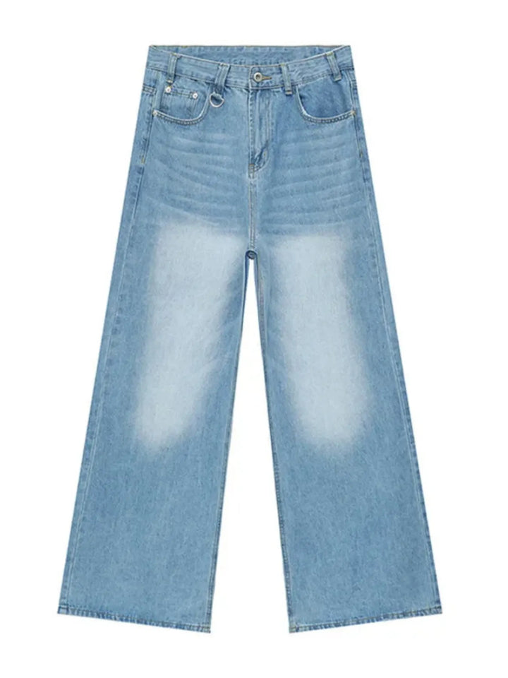 Men's Full Size Vintage Wash Wide Leg Jeans Plus Size