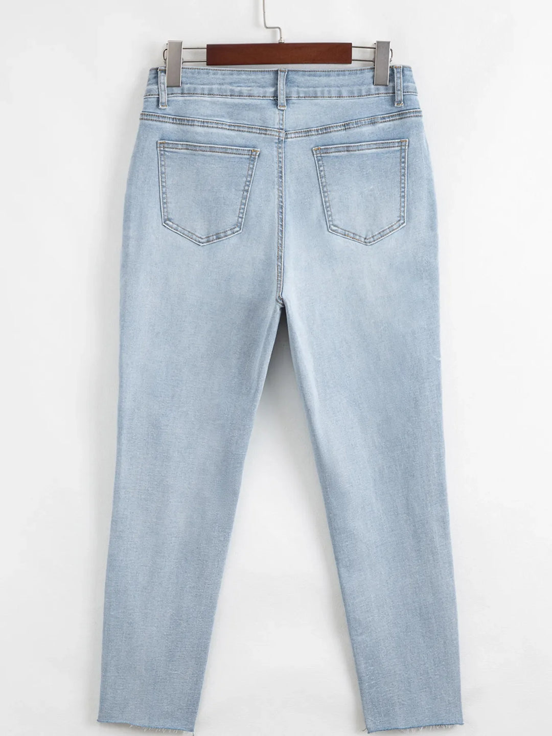 Mid Rise Ankle-Length Distressed Skinny Jeans
