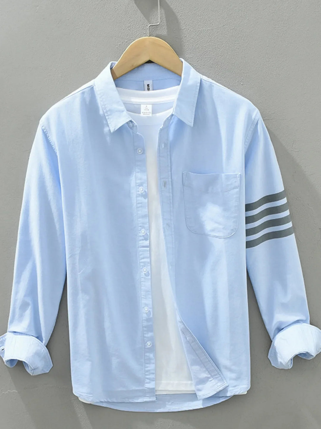 Men's Plus Size Button-Up Shirt with Stripe Detail