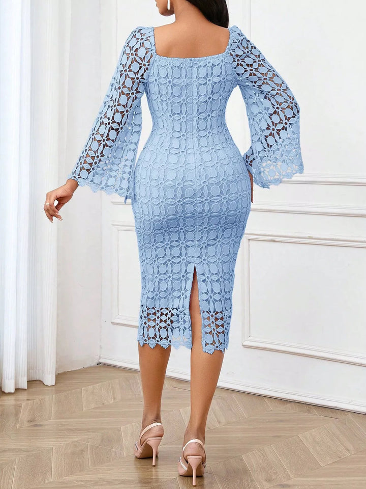 Lace Square Neck Midi Dress