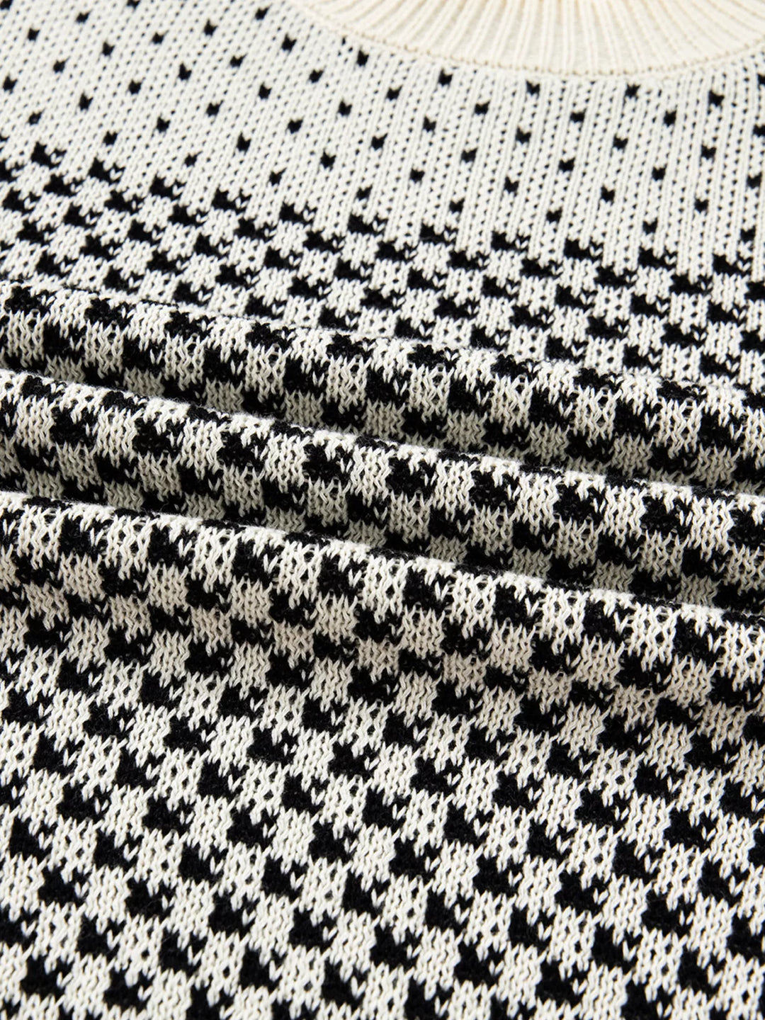 Contrast Color Pattern Lantern Sleeve Sweater