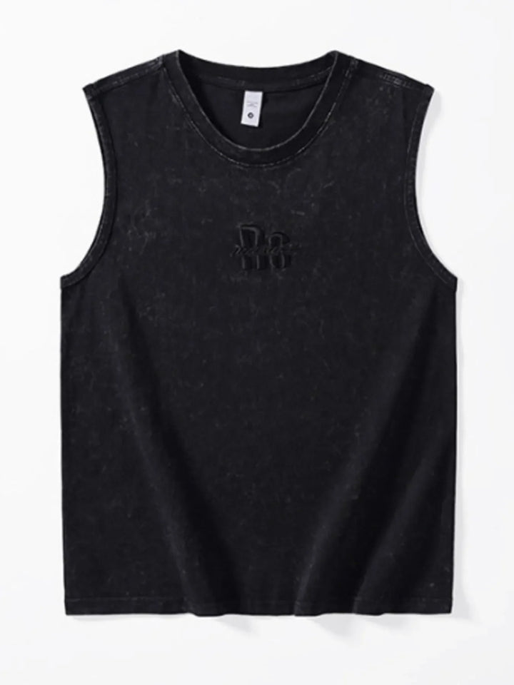 Men's Plus Size Washed Distressed Texture Sleeveless Tank