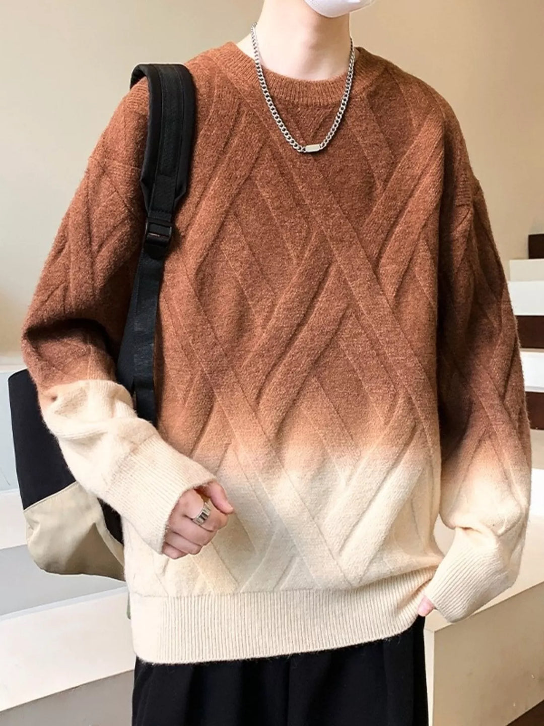 Men's Plus Size Gradient Round Neck Sweater