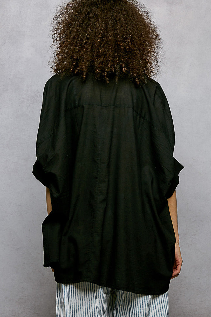 POL Button Down Half Dolman Sleeve Shirt