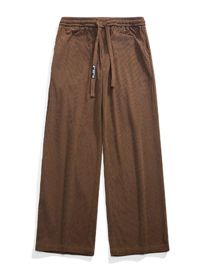 Men's Plus Size Corduroy Wide Leg Drawstring Pants