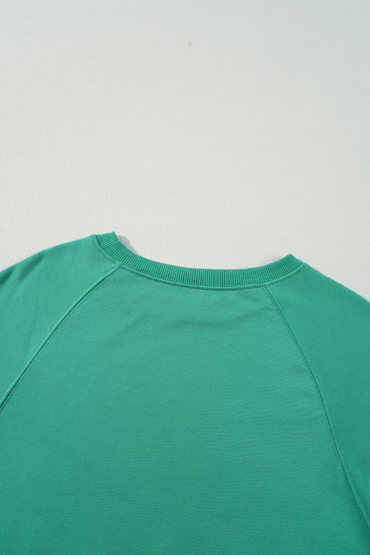 Mint Green Rainbow Colorblock Striped Pullover Sweatshirt