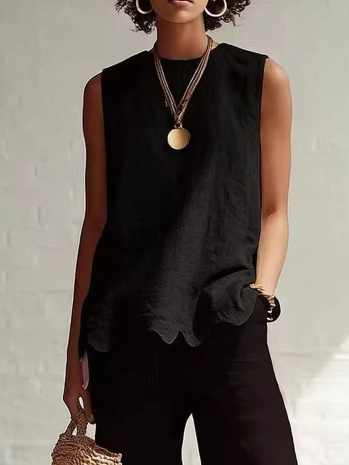 Full Size Scalloped Hem Sleeveless Tank Top Plus Size