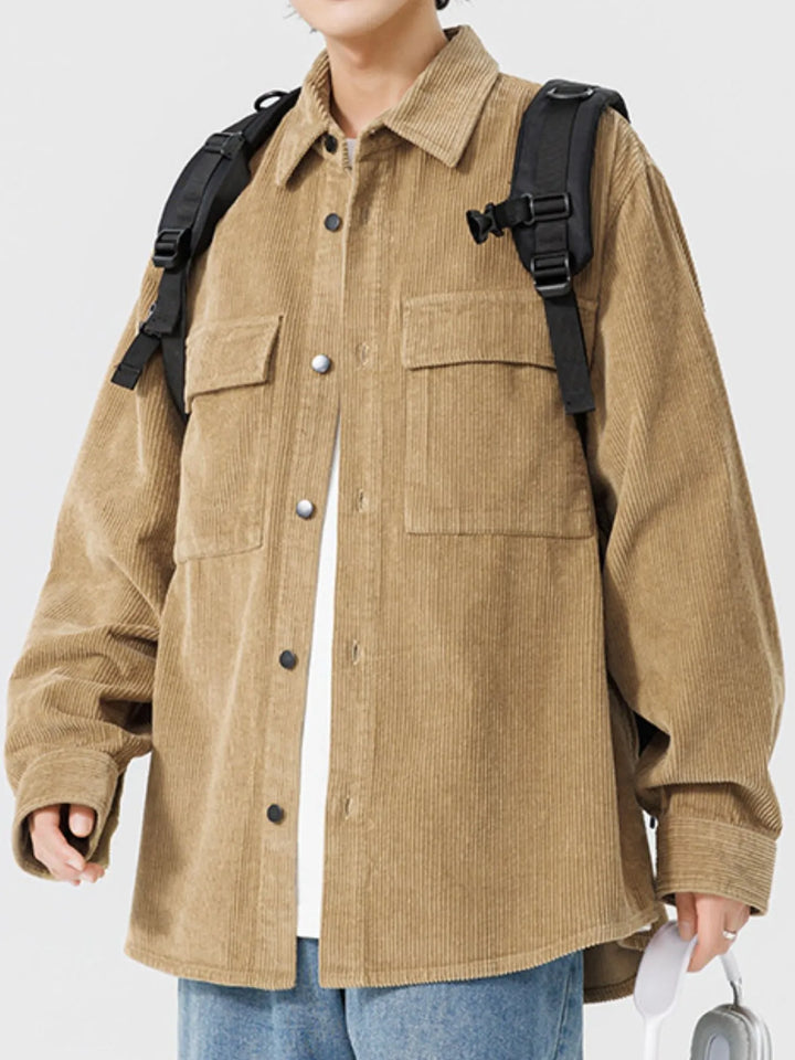 Men's Plus Size Oversized Button Up Corduroy Shirt
