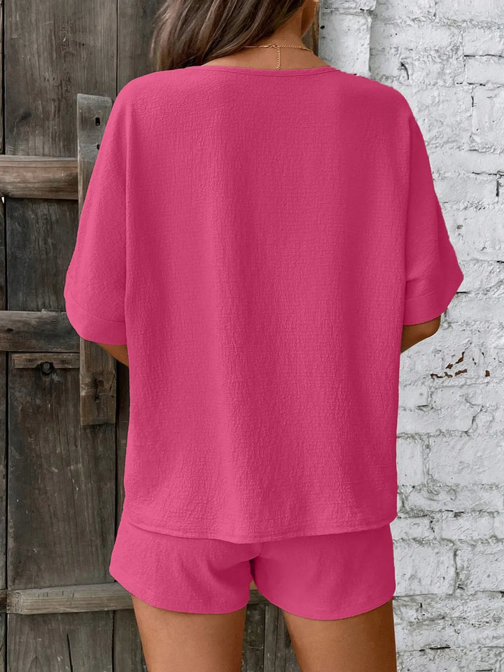 V-Neck Half Sleeve Top and Shorts Set