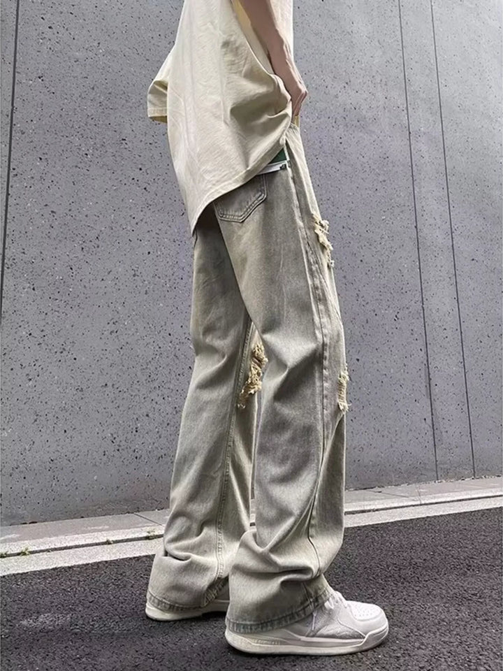Men's Full Size Ripped Distressed Straight Leg Jeans Plus Size