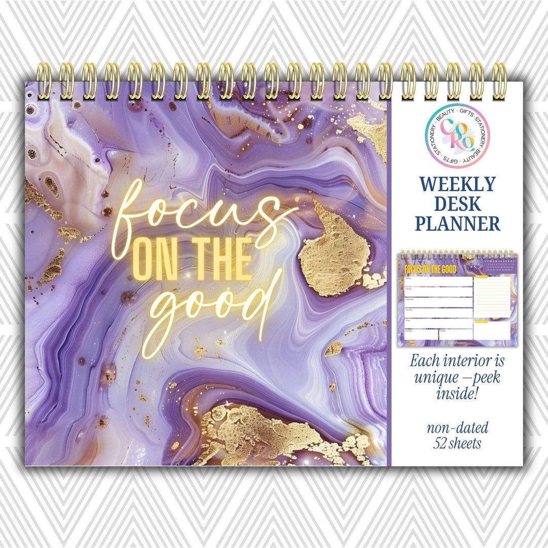 Focus On The Good Weekly Desk Planner | Undated Self-Love Weekly Planner