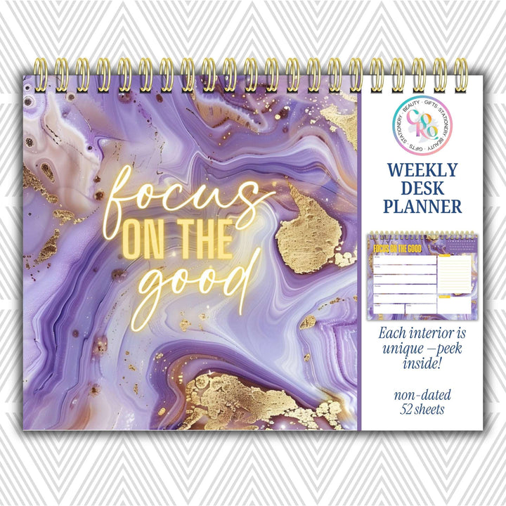 Focus On The Good Weekly Desk Planner | Undated Self-Love Weekly Planner