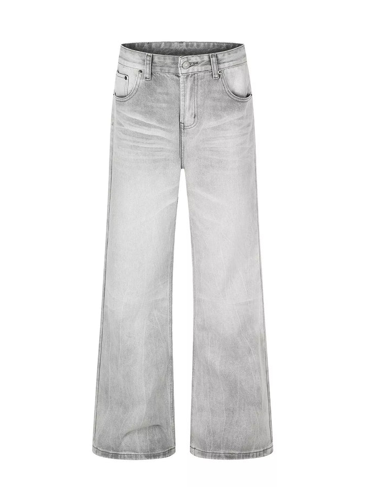 Men's Full Size Vintage Wash Wide Leg Jeans Plus Size