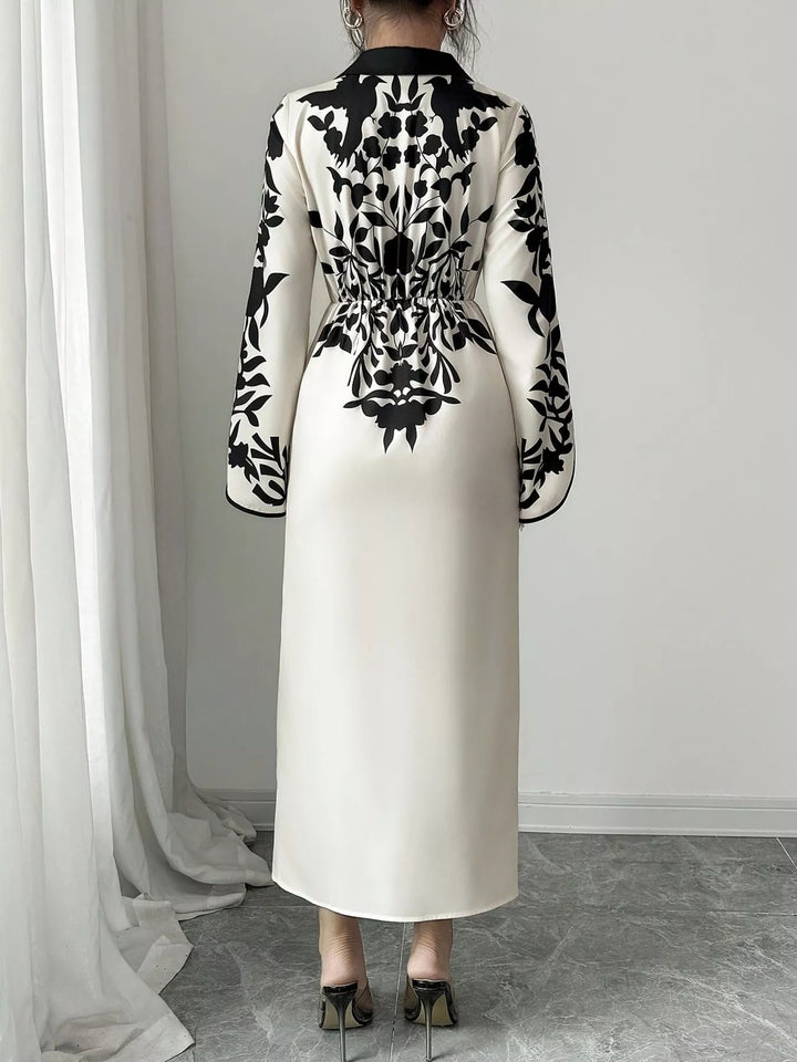 Slit Long Sleeve Wrap Midi Dress