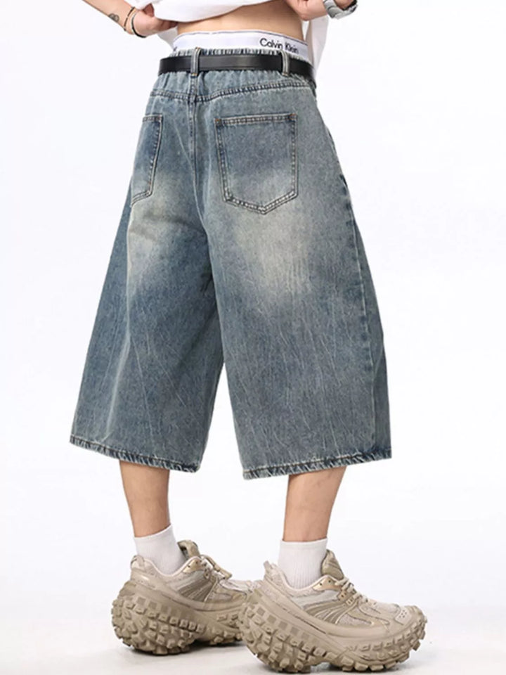 Men's Wide Leg Denim Shorts